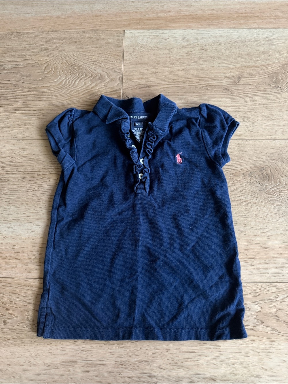 Polo by Ralph Lauren Navy Blue Girls Polo Dress Top with Pink Pony